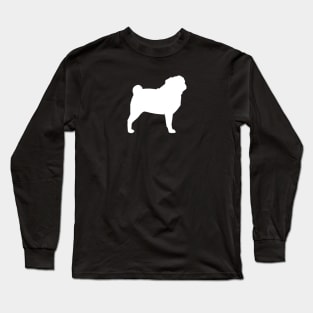 White Pug Silhouette Long Sleeve T-Shirt